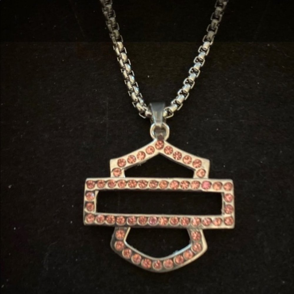 Harley Davidson pink rhinestone necklace